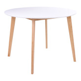 Spisebord i hvid og natur Ø105,h75 cm