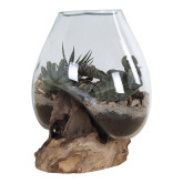 Vanddråbe i glas med træfod h15-20 cm