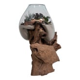 Vanddråbe i glas med træfod h50 cm