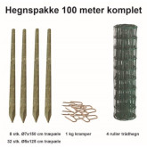 Havehegnspakke 5x10 - 80 cm - 100 meter m/træstolper grøn