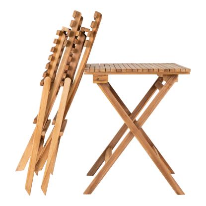 Cafésæt, 2 stole og 1 bord, teak, natur
