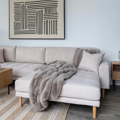 Plaid, imiteret pels, beige, 130x180 cm