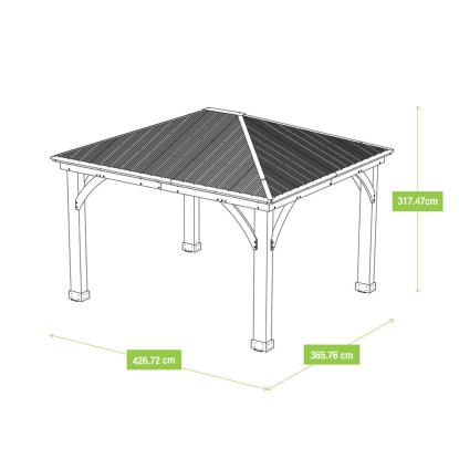 Westmann Devon pavillon, cedertræ/aluminium, 317,5 x 427 x 365 cm - 15,59 m²