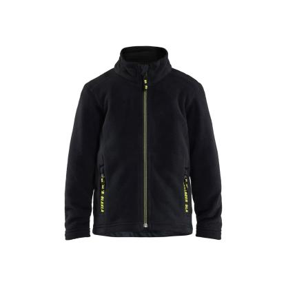 Blåkläder 5206 microfleecetrøje til børn, sort/hi-vis gul