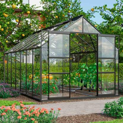 Vitavia Mars 11500 drivhus, sort, 11,5 m², 3 mm hærdet glas, inkl. sokkel