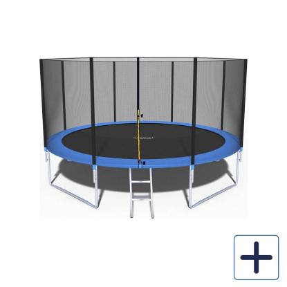 FunFit trampolin med stige og net, blå