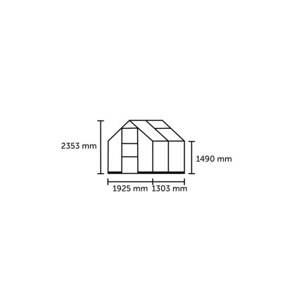 Halls Icon 6 drivhus 2,5 m², grøn, 3 mm hærdet glas