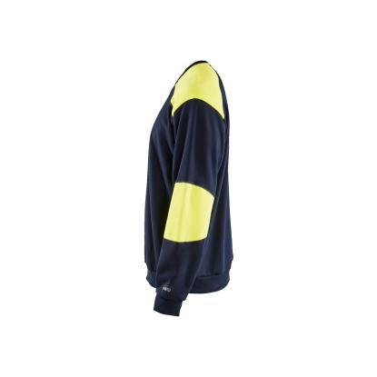 Blåkläder 3458 flammehæmmende sweatshirt inherent, marineblå/hi-vis gul