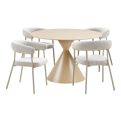 Annecy og Trivio spisebordssæt med 4 stole, sand, Ø120 cm