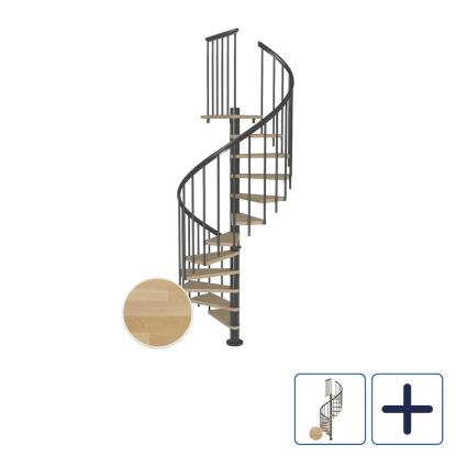 DOLLE Montreal CLASSIC 3 spindeltrappe, Ø140 cm, antracit/olieret bøg