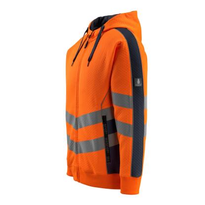 MASCOT SAFE SUPREME Corby hættetrøje med lynlås, hi-vis orange/mørk marine
