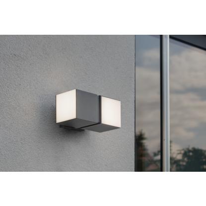 LUTEC CUBA udendørs LED væglampe, 2 lyskilder, 4000K, IP54, mørk grå