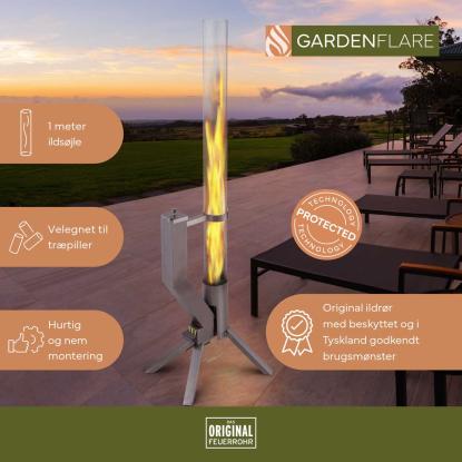 Gardenflare Klassisk ildrør, sølv, H130,6 cm
