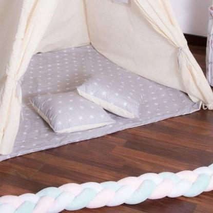 Tipi Wigwam telt med 2 puder, stjerner, beige/grå