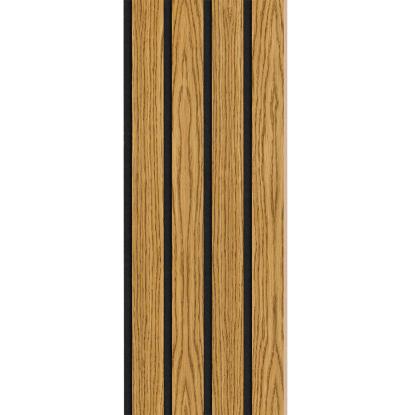 I-Wood Medio+ 4-lamel akustikpanel, brun olieret, sort filt og lys kerne, egefiner, 16 x 300 mm