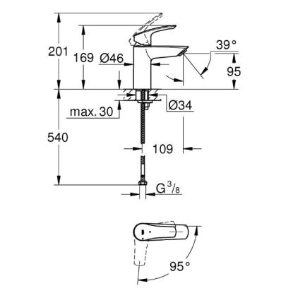 GROHE Eurosmart 2021 S håndvaskarmatur, Cradle to Cradle Certified, krom