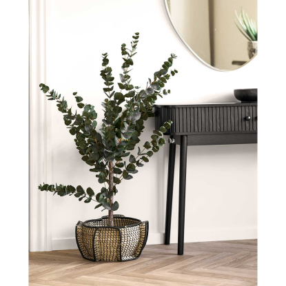 Medan kurv, søgræs, natur/sort, Ø33 cm