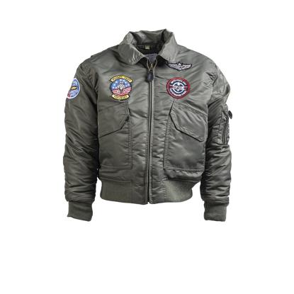 Mil-Tec CWU pilotjakke til børn med patches, olivengrøn