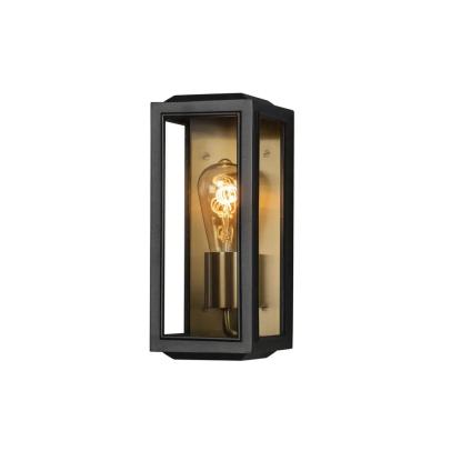 Konstsmide Carpi væglampe, IP44, 30 x 12,5 cm, sort/messing