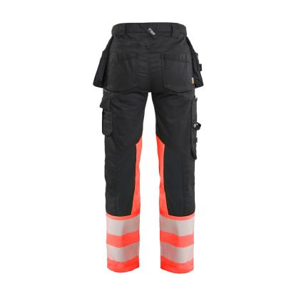 Blåkläder 7030 dame high vis buks stretch, sort/hi-vis rød