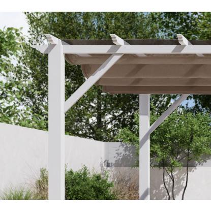 Paragon Outdoor Florenz 1116 pergola, aluminium, hvid, brunt tekstil, 236 x 505 x 350 cm