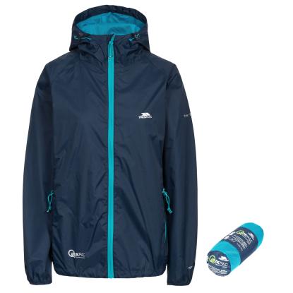 Trespass QIKPAC packaway regnjakke med pose, dame, navy