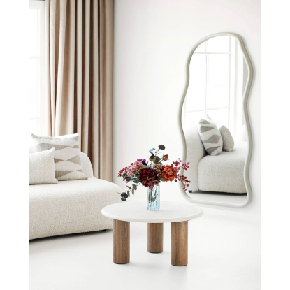 Fondi sofabord med bordplade i cement look, sand/brun, Ø80 cm