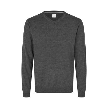 Seven Seas S670 The knit pullover med v-hals, mørk grå melange