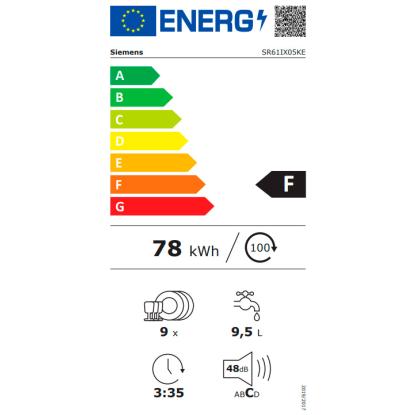 Siemens iQ100 smal opvaskemaskine til integrering SR61IX05KE