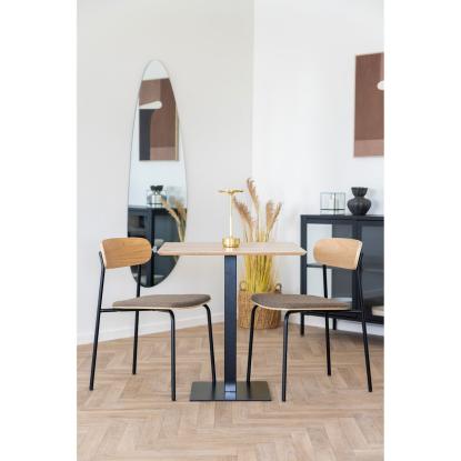 Fano cafebord, melamin plade og sort metal base, 70 x 70 x 75 cm , natur 