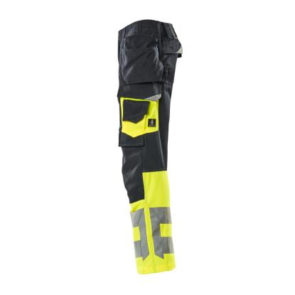 MASCOT SAFE SUPREME arbejdsbukser med hængelommer, mørk marine/hi-vis gul
