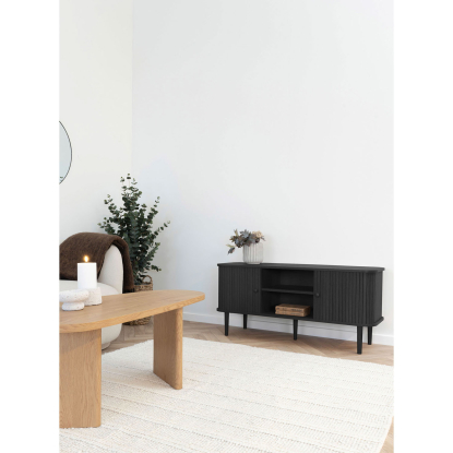 Nikko TV-bænk, sort fyr, 113 cm