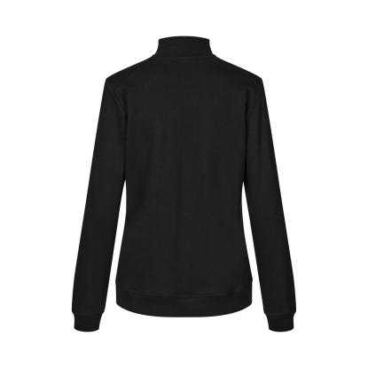ID PRO Wear CARE 0385 sweatshirt med kort lynlås, ubørstet, dame, sort