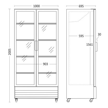 Scandomestic SD 826 BE displaykøleskab, 660 liter