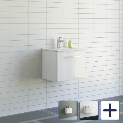 Scanbad Multo vaskeskab med Amber Mini vask, 1 skuffe, hvid højglans