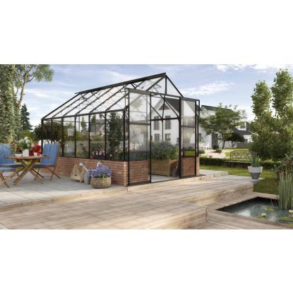 Vitavia Cassandra 9900 drivhus, sort, 9,9 m², 3 mm hærdet glas, inkl. cresting