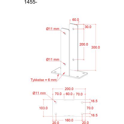 PLUS U-stolpefod til fundament inkl. skruer, sort/stål, 30 cm - til 9 x 9 cm stolper