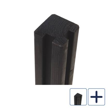 PLUS krydsskåret profilstolpe med 2 spor hjørne, sort/fyr - 9 x 9 cm