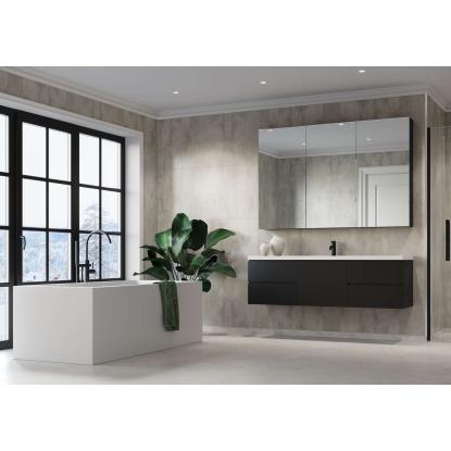Fibo Cement vådrumspanel med 60 x 60 cm fliselook, 10 x 600 x 2400 mm, cracked cement silk