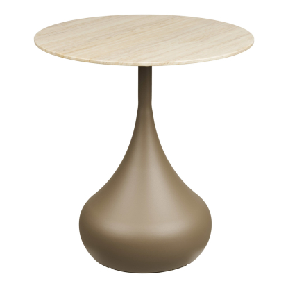 Pienza hjørnebord, metal/hærdet glas, khaki, Ø50 cm