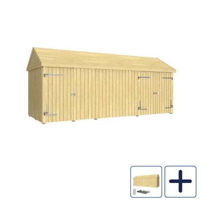 PLUS Classic Multi havehus i 3 moduler med enkelt og dobbeltdør, natur/nåletræ