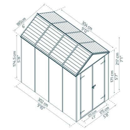 Palram - Canopia skur Rubicon 5,6 m2. mørkegrå