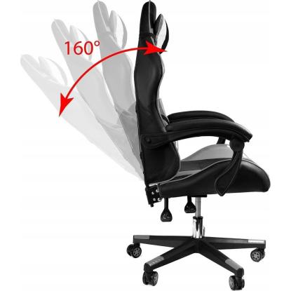 Gamestol, ergonomisk, læder, hvid/grå/lime