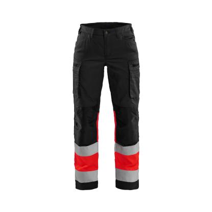 Blåkläder 7161 dame high vis buks med stretch, sort/hi-vis rød