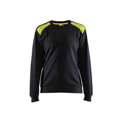 Blåkläder 3408 dame sweatshirt, sort/hi-vis gul