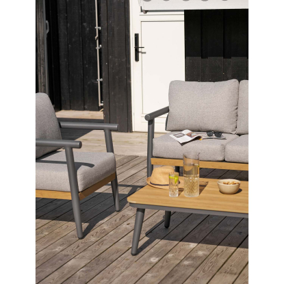 Comillas loungesæt med hynder, aluminium/nonwood, gråbeige
