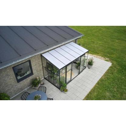 Halls Qube Lean-to 612 drivhus 7,1 m², sort, 3 mm hærdet glas