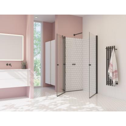 Scanbad Match A svingdør, H200 cm, sort/klart glas
