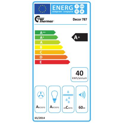 Thermex Decor 787 væghængt emhætte, sort, 70 cm