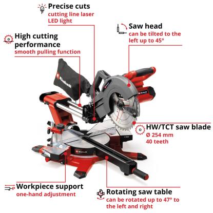 Einhell TE-SM 36/10 L Li-Solo akku kap-/geringssav med udtræk, uden batteri og lader